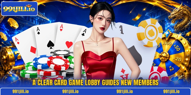 A clear card game lobby guides new members