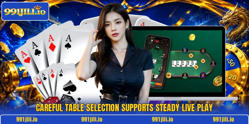 Careful table selection supports steady live play Careful table selection supports steady live play