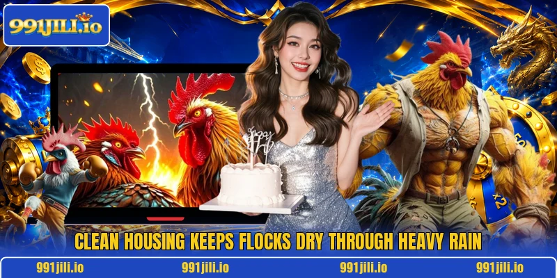 Clean housing keeps flocks dry through heavy rain