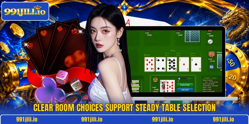 Clear room choices support steady table selection