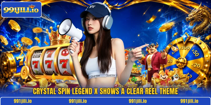 Crystal Spin Legend X shows a clear reel theme