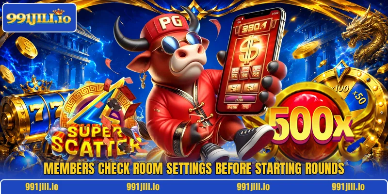Members check room settings before starting rounds Members check room settings before starting rounds