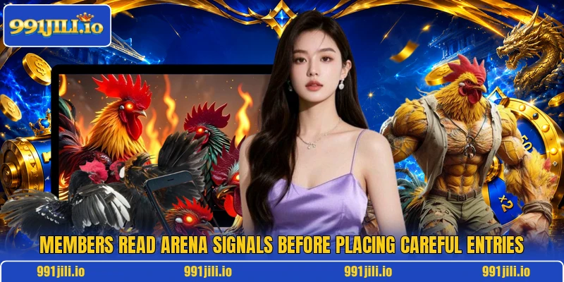 Members read arena signals before placing careful entries