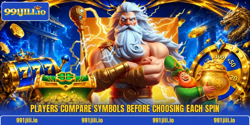 Players compare symbols before choosing each spin Players compare symbols before choosing each spin