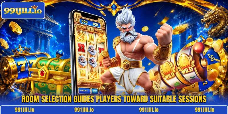 Room selection guides players toward suitable sessions